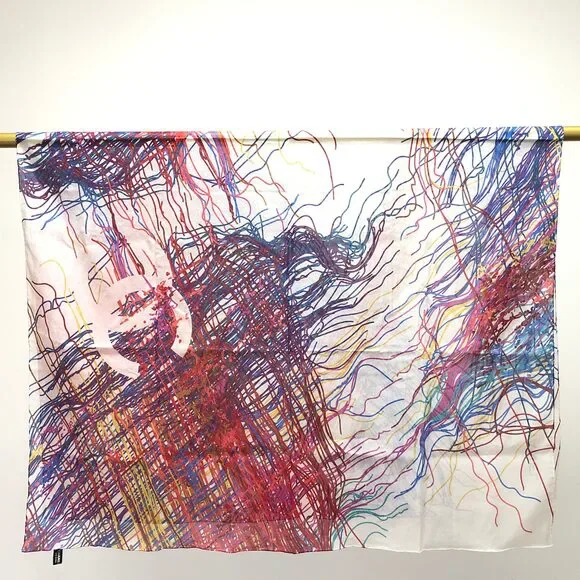 Chanel Multi Color Abstract Print Cotton Scarf - Picture 5 of 5